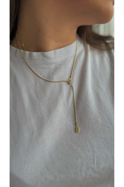 EskiJewelry Gümüş Taşlı Harfli Y Kolye