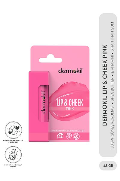 Dermokil 30 Spf Pink Colored Lip and Cheek Moisturizing Care Cream