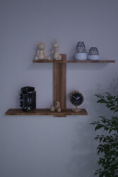 dekor fim DF05104BR Dekoratif Z Raf Kitaplık Duvar Rafı İkili Raf