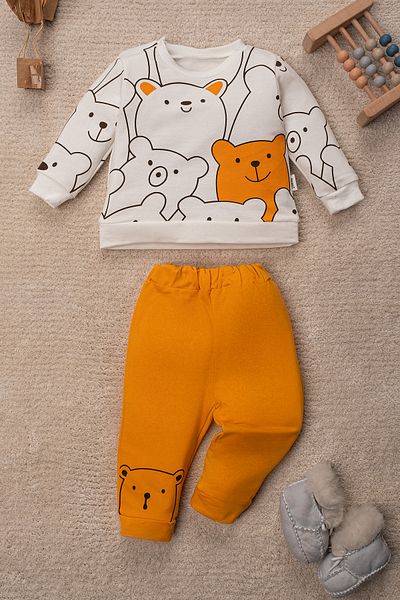 Mai Perla Smile Bear Nose 2 Pack Unisex Baby Bottom and Top Set