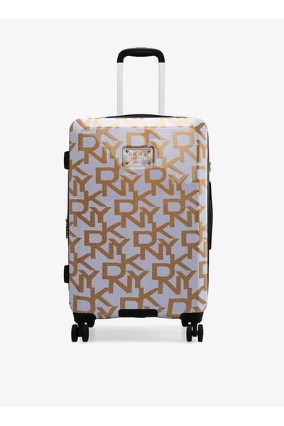 Dkny All-over Monogram Print Hardcase Trolley Bag With Retractable Handle 24''-m - Check-in