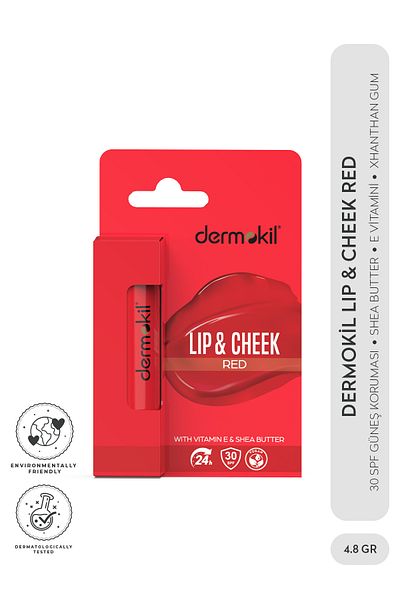 Dermokil 30 Spf Red Colored Lip and Cheek Moisturizing Care Cream