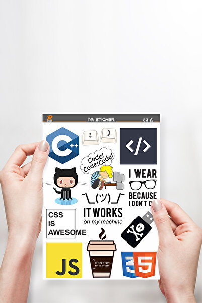 AR Sticker Yazılım & Yazılımcı Temalı Laptop Notebook Tablet Sticker Avantajlı Paket 1 - 5SET
