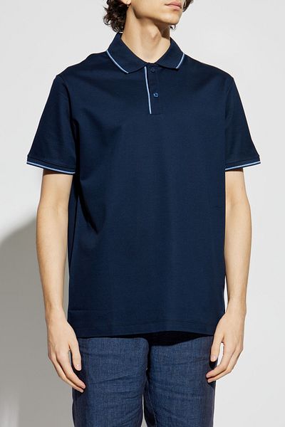 PAUL&SHARK Men's Regular Fit 100% Cotton Short Sleeve Navy Blue Polo Neck T-Shirt 25411219 -013
