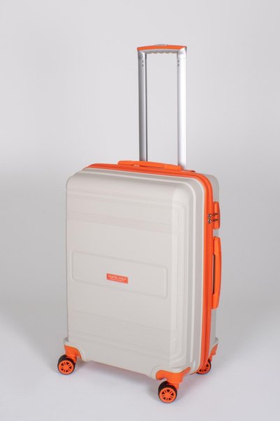 travelpolo Orta Boy Kırılmaz Valiz Krem Oranj Turuncu 1017