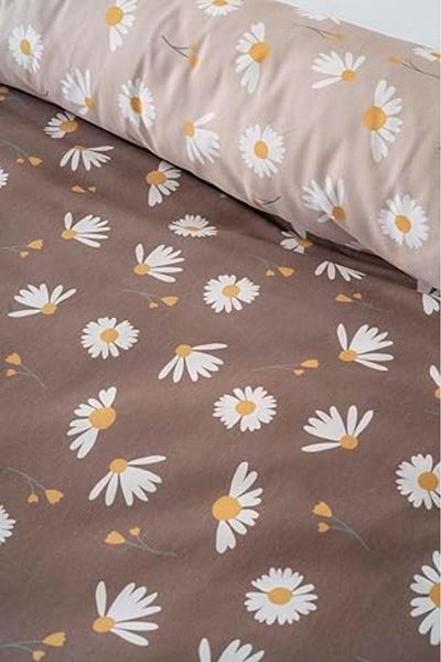 STOREMAX Jvnnshop Coffee Daisy Double Duvet Cover Set Cotton 646268