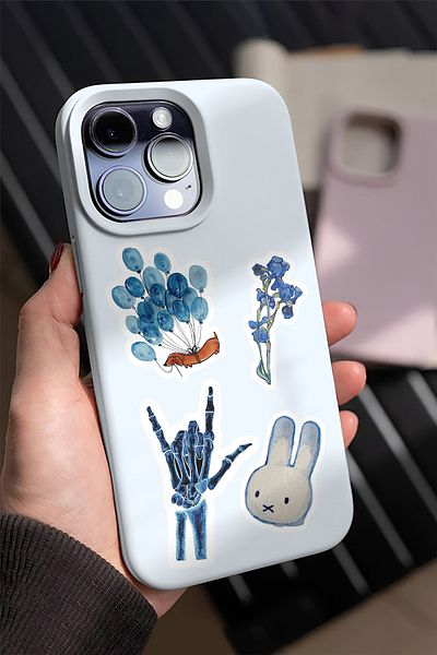 AR Sticker Vsco Blue Laptop Notebook Tablet Sticker Full Pack - 10Set