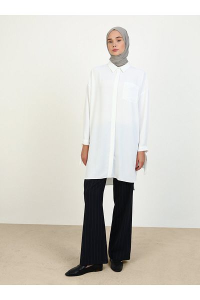 Refka White Refka - Tunic with Long Back and Tie Detail