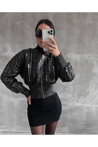 solena sln Дамско дизайнерско кожено яке тип бомбър