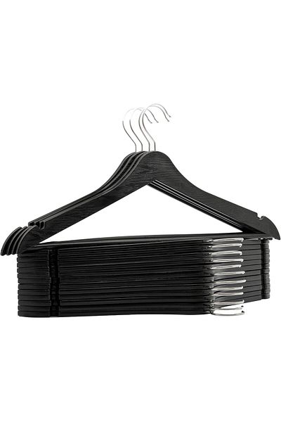 STOREMAX Ntwork 24 Pieces Black Wood Look Plastic Hanger Clothes Clothes Shirt Hanger Art 1087243