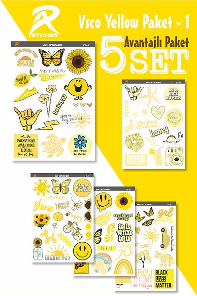 AR Sticker Autocolant pentru tabletă pentru laptop, notebook, galben Vsco Pachet avantajos 1 - 5SET