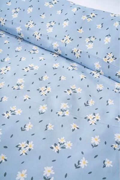 STOREMAX Blue Minimal Daisy Double Duvet Cover Set, Cotton Set
