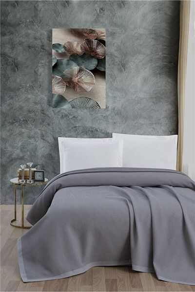 STOREMAX Mrttnca Air Conditioned Pique, 100% Cotton Honeycomb Pique, Four Seasons Pique Battal Size 240X260 Gray Trndymrt 1087