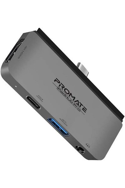 Promate 4-in-1 USB-C Hub, 100W Power Delivery, 4K Display, USB 3.0, AUX for MacBook, iOS, Windows