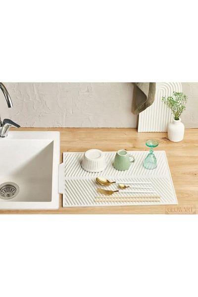 STOREMAX Ntwork Pri̇me Dish Drying Mat Dish Rack - Silicone Dish Mat with Water Collection Feature