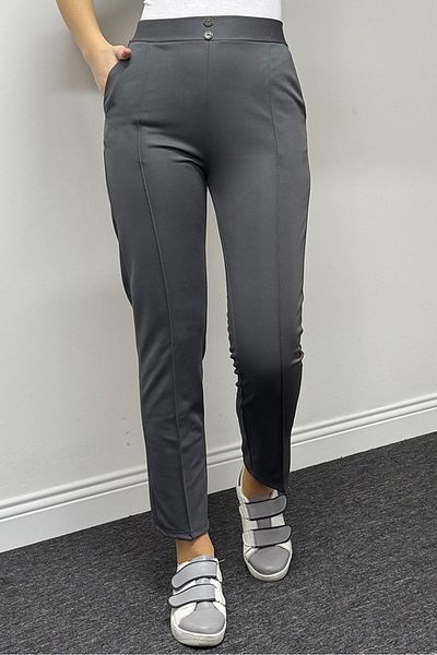 Bestenur Anthracite Ornamental Button Pocket Trousers 1354