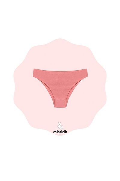 MİSTİRİK Taranto Model Flexible Soft Fabric Corded Panties Pastel Pink Color