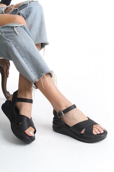 Limeo High Skin Buckle Summer Bow Women's Wedge Sandals Shoes
