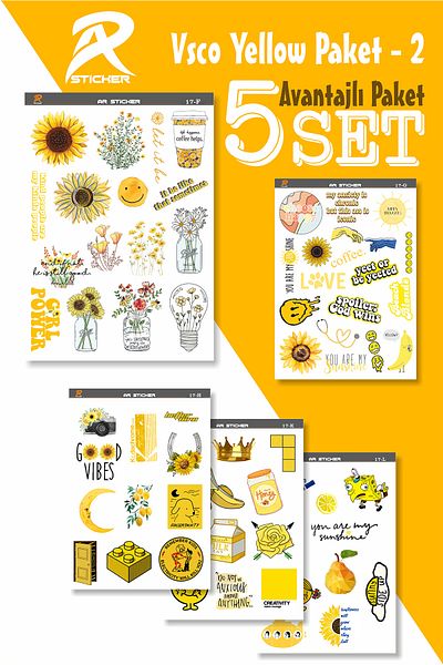 AR Sticker Autocolant pentru tabletă pentru laptop, notebook, galben Vsco Pachet avantajos 2 - 5SET