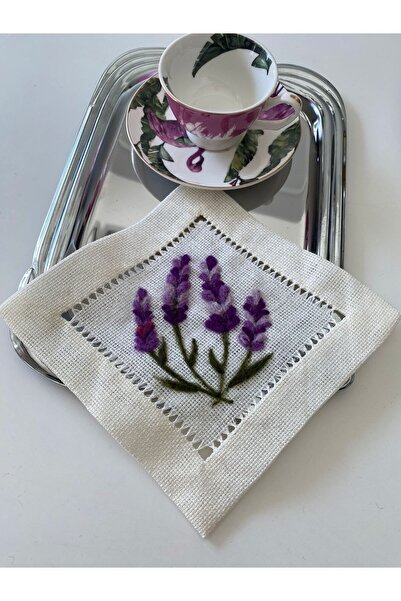 1 Adet Handmade 3 Boyutlu Keçe El Yapımı Lavanta Bahçesi Kokteyl Ve Kahve Yanı Sunum Peçetesi