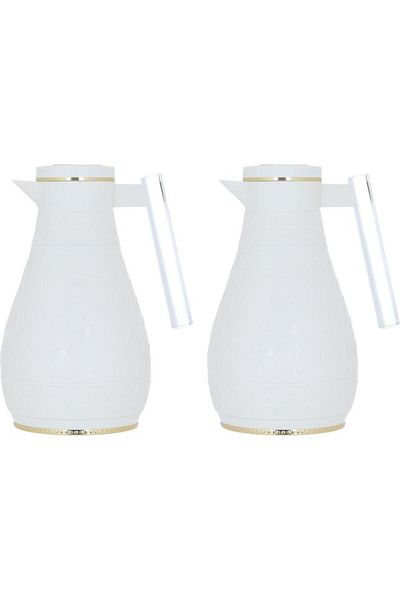 ALSAIF Karam Plastic Thermos Set Two Pieces Islamic Pattern White
