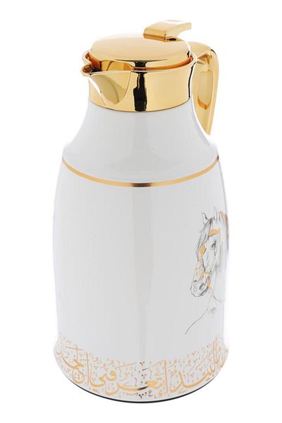 ALSAIF Thermal Glass Thermos Set 1.3L / 1L Golden White