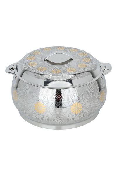 ALSAIF Steel Food Container 7500 Ml Gold Silver Embossed