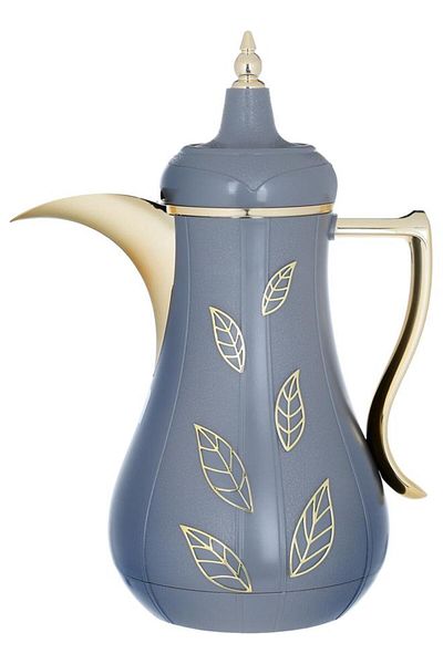 ALSAIF Salma Plastic Thermos Set 1+1 Liter Golden Pattern 2 Pieces Dark Gray