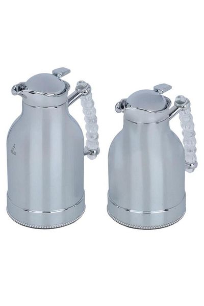 ALSAIF Farida Stainless Steel Thermos Set Two Pieces 0.7 / 1 Liter Silver