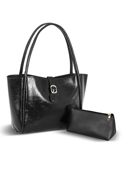 Tonny Black Original New Season Luxury Puppy Model Handbag and Shoulder Bag with Soft Leather Belt Makeup Bag