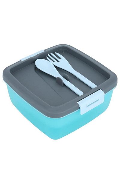 ALSAIF Plastic Lunch Box 1.6 Liter Square Light Blue