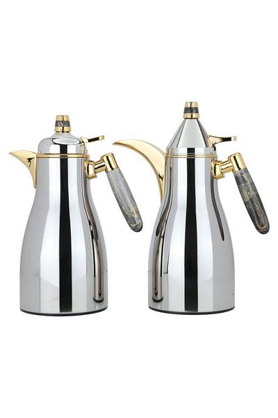 ALSAIF Maimouna Steel Thermos Set 2 Pieces 1/1 Liter Silver