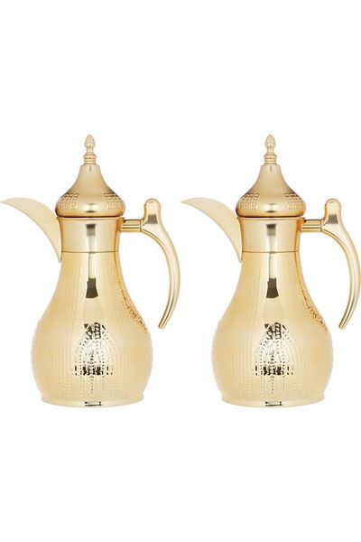 ALSAIF Haila Steel Thermos Set 1+1 Liter Engraved 2 Pieces Gold