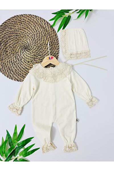 Alpbebe Montenegro Fisto detaylı Arkadan Çıtçıtlı Mevsimlik Tulum Set - Krem