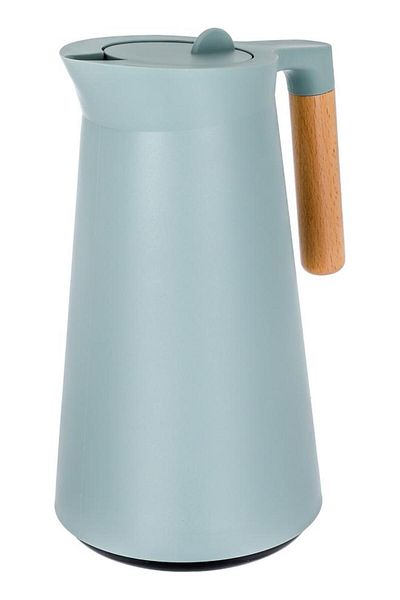 ALSAIF Linda Plastic Thermos 1 Liter With Wooden Handle Dark Green