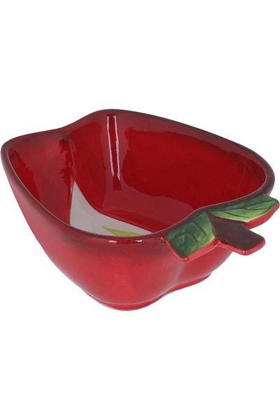 ALSAIF Porcelain Salad Bowl 6.8 X 14.7 X 19.1 Cm Apple Shape Red