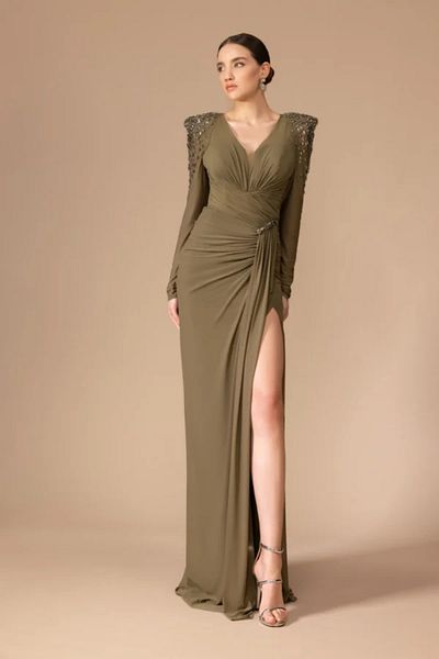 Kenzel Long Sleeve Slit Long Dress