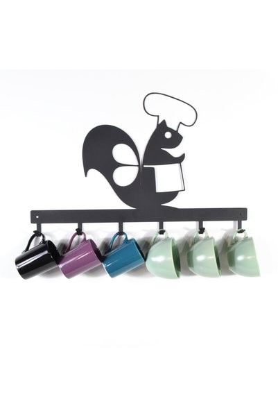 Vita Blend Mug and Coffee Cup Hanger with Squirrel Figure for Countertop or Kitchen Wall Decor Organizer