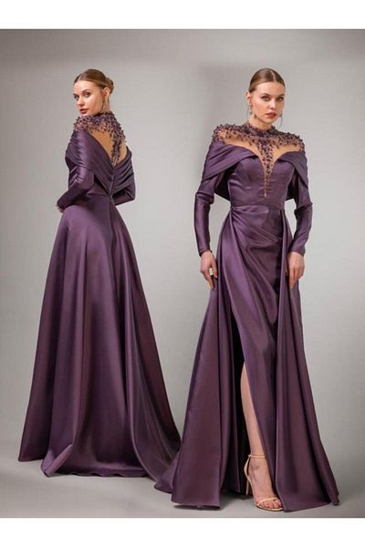 Kenzel Transparent Sleeves and Shoulder Evening Dress