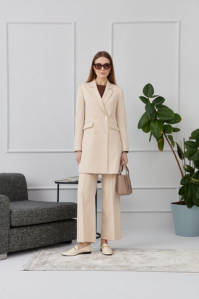Fatma Atasoy Classic 4 Button Single Jacket Stone