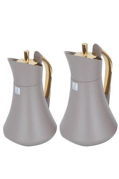 ALSAIF Karma Pro Steel Thermos Set 2 Pieces 0.7 / 1 Liter Dark Gray
