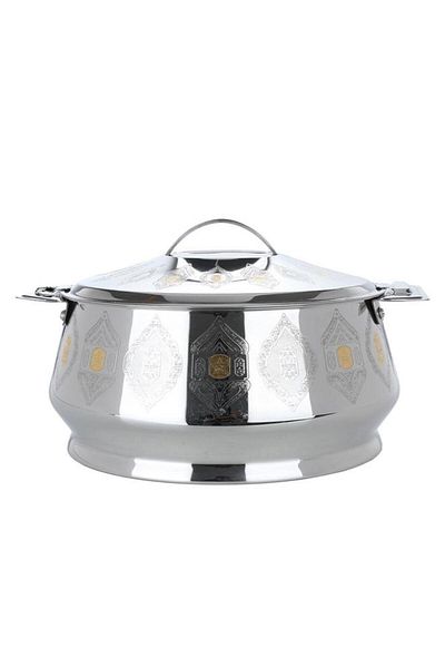 ALSAIF Lava Steel Food Container 2500 Ml Gold Silver Pattern