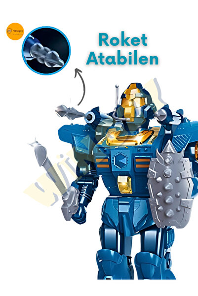 Wingzy Işıklı Ve Müzikli Roket Atan Pilli Savaşçı Robot, Hareketli, Sesli, Pilli Oyuncak