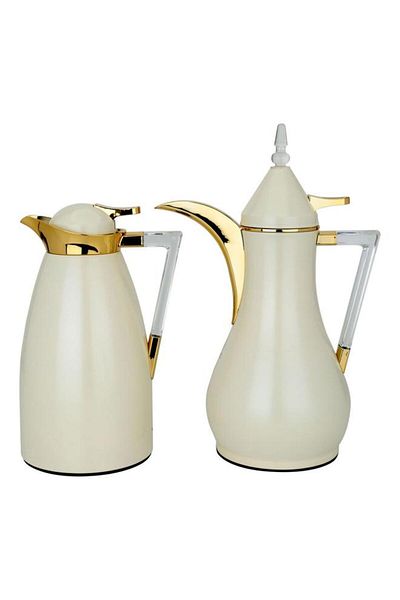 ALSAIF Plastic Thermos Two Pieces With Clear Handle Beige