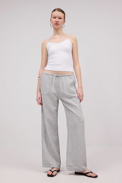 Addax Wide Leg Pants with Drawstring Pockets on the Waist Pn16608