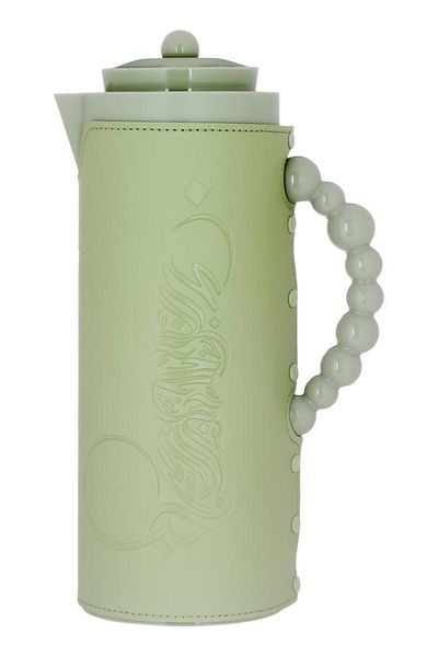 ALSAIF Royal 7 Glass Thermos 1 Liter Plastic Body With Leather Cover Green