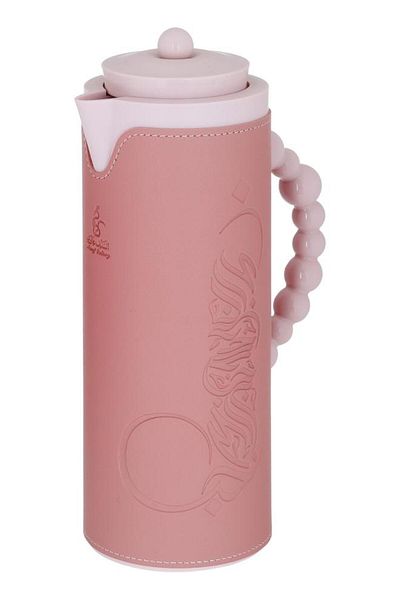 ALSAIF Royal 7 Glass Thermos 1 Liter Plastic Body With Leather Cover Pink