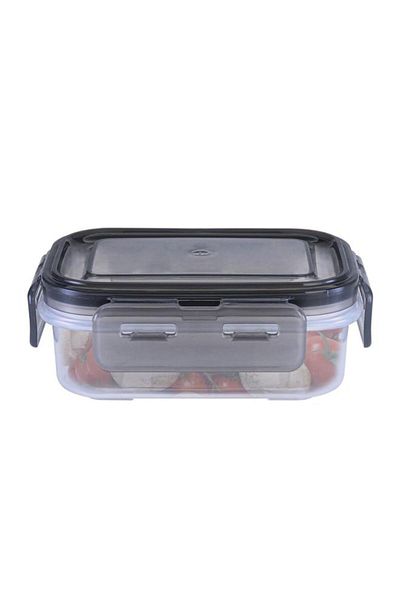 ALSAIF Plastic Food Container With Lid 270 Ml 13X9X5 Cm Rectangle Gray