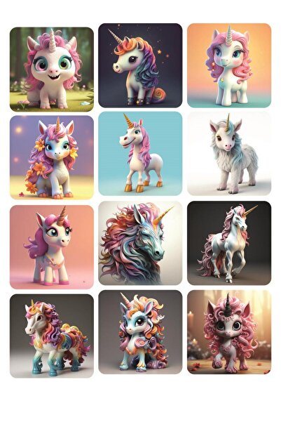 Rosie 12 Χαριτωμένα αυτοκόλλητα με θέμα το μονόκερο