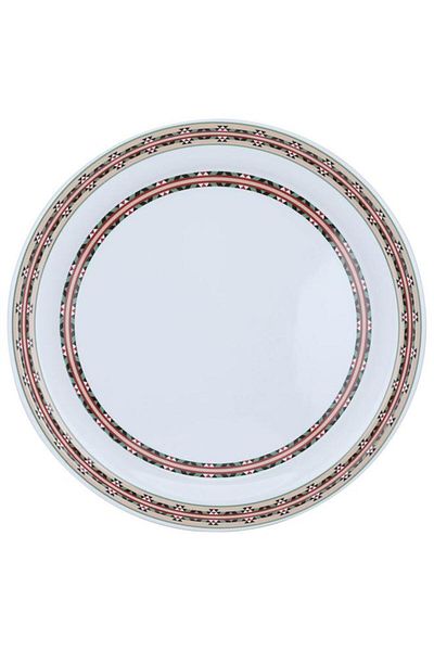 ALSAIF Melamine Plate 45 X 45 Cm Round Asiri Pattern White